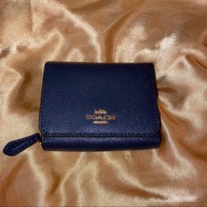 Navy blue COACH trifold wallet